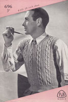 vintage mens sleeveless pullover tank top knitting pattern 1940s