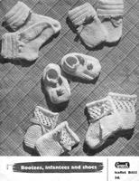 vintage baby bootees and mittens knitting pattern from 1940s