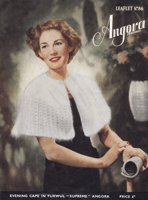 vintage ladies angora evening cape knitting pattern 1940s