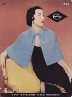 vintage ladies knitting pattern for smart evening cape shoulders 1950s