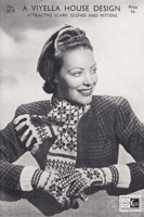 vintage ladies fair isle scarf and gloves 1940s