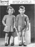 vintage set knitting pattern for boys and girls skirt and jumper shorts and jumper 1930s