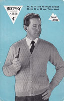 vintage menscardigan knitting pattern 1940s