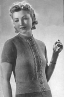 vintage ladies short sleved jumper cardigan knittingn pattern from 1930s