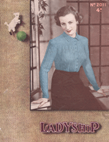 vintage ladies knitting pattern for a jumper cardigan from 1940s