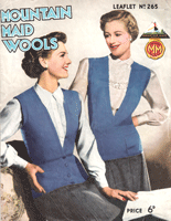 vintage ladies waistcaot and jerkin knitting pattern from early 1950s