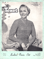 ladies classic lace twin set knitting patternf rom 1940s