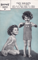 vintage childs sun sit or swim suit 1940s knitting patterm