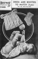 vintage baby knitting pattern for baby dress set 1940s