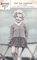 vintage girls fair isle cardigan 1940s
