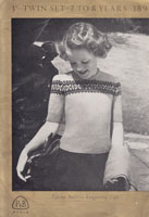 vintage girls fair isle twinset 1950s