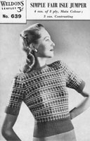 vintage ladies fair isle jumper pattern 1940