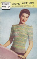 vintage ladies jumper knitting pattern fair isle 1940