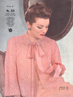 vintage bed jacket knitting pattern 1940s