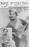 vintage ladies cardigan knitting pattern 1950s