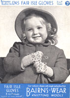 bairnswear 1245 little childs fair isle gloves knitting pattern from 1930s