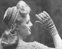 vintage hat and gloves knitting pattrn fair isle from 1944