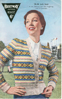 vintage knitting pattern fair isle cardigan for ladies
