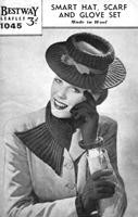 vintage ladies hat scarf and glove knitting pattern from 1940s