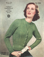 vintage ladies twinset knitting pattern from 1950s
