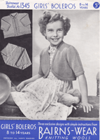 vintage girls bolero knitting pattern 1930s knitting pattern Bairnswear