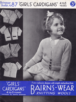 vintage girl's cardigan knitting pattern form Bairnswear 1930s