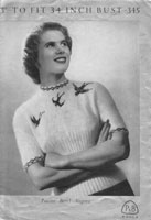 vintage knitting pattern for ladies blue birds 1940