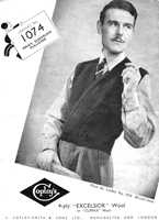 vintage man's knitting pattern for vintage fashions to knit waistcoat with cross over front 1930s