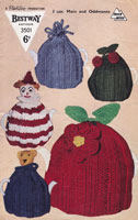 vintage bestway tea cosy knitting pattern 1950s clown and teddy tops