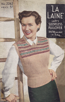 ladies fair isle tank top slipover 1940s knitting pattern