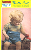 vintage little boys buster suit knitting pattern with check top 1940s