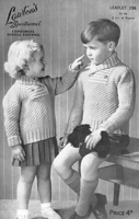 cilds knitting pattern from late 1940s for crossove neck jumper