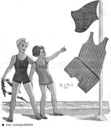 vintage boys and girls swim suit knitting pattern from 1935