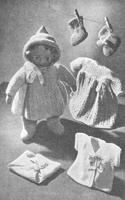 vintage baby pixie doll with clothes knitting pattern from 1940s