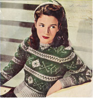 vintage ladies jumper ahnd jell bag hat knitting pattern from 1940s