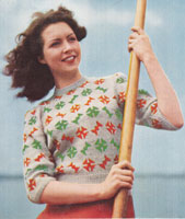 vintage ladies twinset  with fair isle jumper knitting pattern 1940s