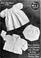 vintage baby dress set knitting pattern from late 1940s