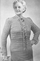 fuller figure 1945 knitting pattern for cardigan with ruffle 1945