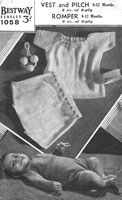 vintage baby romper vest and knickers knitting pattern 1940s bestway 1058