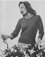vintage ladies fair isle yoke knitting pattern jumper from 1940s