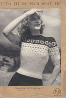 ladies vintage knitting pattern for fair isle jumper 1940s