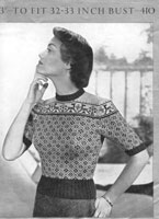 vintage ladies fair isle knitting pattern for jumper  from 1940s patons 410