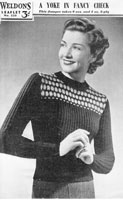vintage fair isle knitting pattern for ladies jumper 1940s