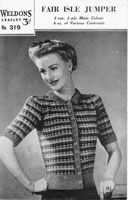 vintage cardigan in fair isle from the 1940s