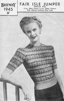 vintage fair isle knitting pattern from 1940s