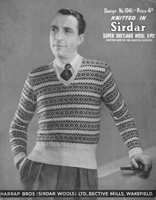 vintage sirdar fair isle knitting pattern mens jumper 1930s