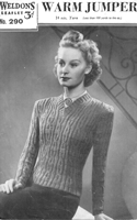 vintage long line jacket knitting pattern from early wart time 1940s