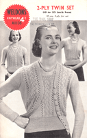 vintage ladies knitting pattern for twin set from 1950s