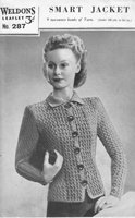 vintage ladies long line jacket knitting pattern from 1940s