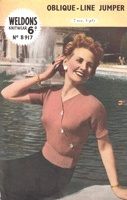 vintage ladies asemetric jumper knitting pattern from early 1950s